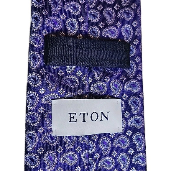 Eton Men's Tie mini Paisley classic tie Purple Blue 3.25